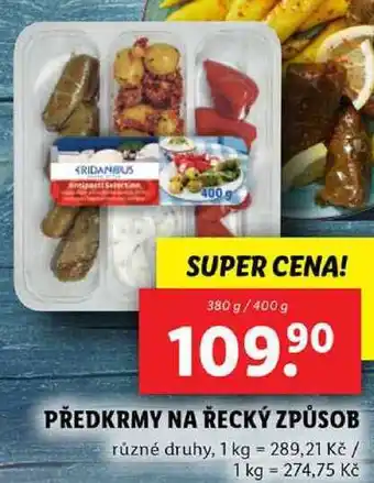 Lidl PŘEDKRMY NA ŘECKÝ ZPŮSOB, 380 g/400 g nabídka