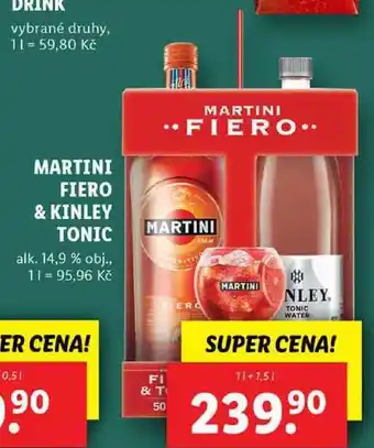 Lidl MARTINI FIERO & KINLEY TONIC, 1 l + 1,5 l nabídka