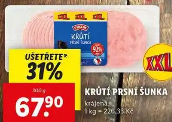 Lidl KRŮTÍ PRSNÍ ŠUNKA, 300 g nabídka