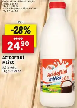 Lidl ACIDOFILNÍ MLÉKO, 950 ml nabídka