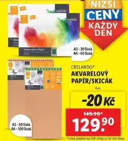 Lidl AKVARELOVÝ PAPÍR/SKICÁK nabídka