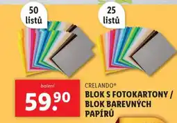 Lidl CRELANDO Blok s fotokartony/ blok barevných papírů nabídka