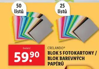 Lidl CRELANDO Blok s fotokartony/ blok barevných papírů nabídka