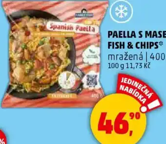 Penny Market Paella s masem, fish & chips nabídka