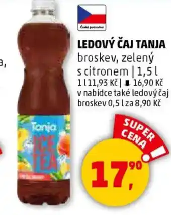 Penny Market Ledový čaj tanja broskev, zelený s citronem | 1,5l 1111,93 kč 16,90 kč nabídka