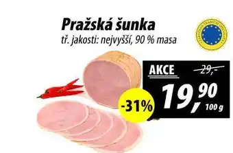 ZEMAN Pražská šunka tř. jakosti: nejvyšší, 90% masa, 100 g nabídka