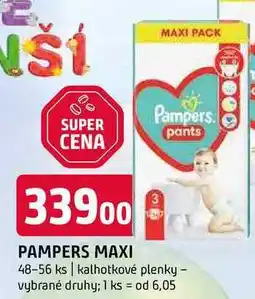 Terno Pampersi maxi 48-56 ks kalhotkové plenky vybrané druhy nabídka