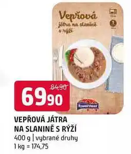 Terno Vepřová játra na slanině s rýží 400 g vybrané druhy nabídka