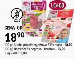 Terno Šunka pro děti výběrová 83% masa 100 g Roastbeef s pepřovou krustou 100g nabídka