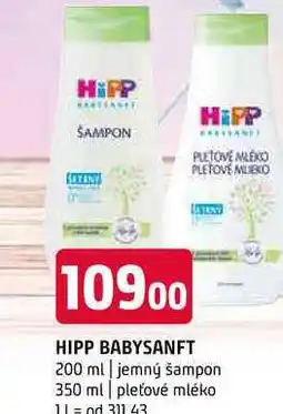 Terno Hipp babysanft 200 ml jemný šampon 350 ml pleťové mléko nabídka