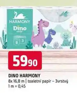 Terno Dino harmony 8x 16,8 m toaletní papír 3vrstvý 1 m nabídka