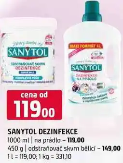 Terno Sanytol dezinfekce 1000 ml na prádlo 450 g odstraňovač skvrn bělící nabídka