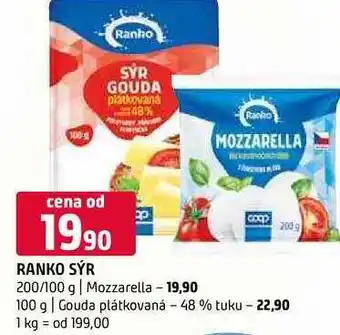 Terno Ranko sýr Mozzarella Gouda plátkovaná 48% tuku 100g nabídka