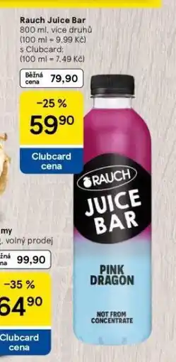 Tesco Rauch juice bar nabídka