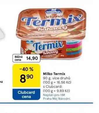 Tesco Milko termix nabídka