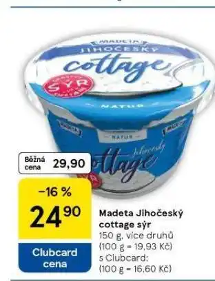 Tesco Madeta jihočeský cottage sýr nabídka