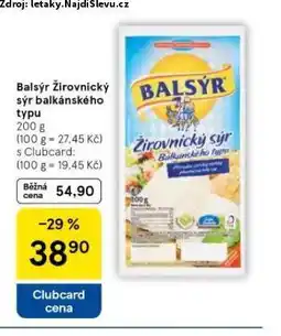 Tesco Balsýr žirovnický sýr balkánského typu nabídka