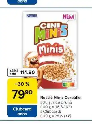 Tesco Nestlé minis cereálie nabídka