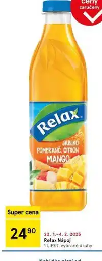 Tesco Relax nápoj nabídka