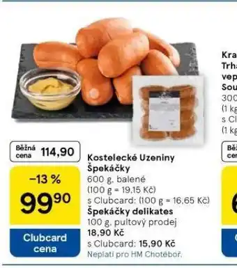 Tesco Špekáčky delikates nabídka