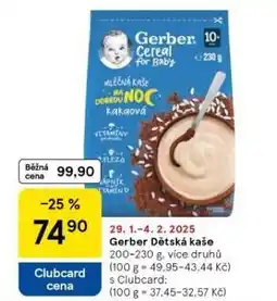 Tesco Gerber dětská kaše nabídka