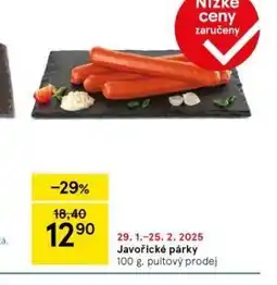 Tesco Javořické párky nabídka