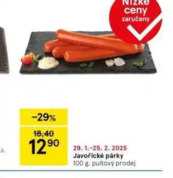 Tesco Javořické párky nabídka