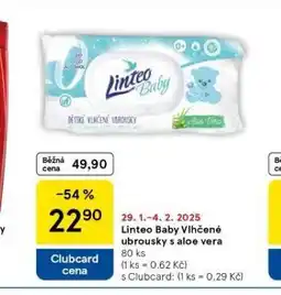 Tesco Linteo baby dětské vlhčené ubrousky nabídka