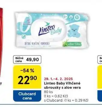 Tesco Linteo baby dětské vlhčené ubrousky nabídka