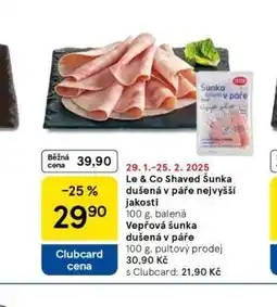 Tesco Le&co shaved šunka dušená v páře nejvyšší jakosti nabídka