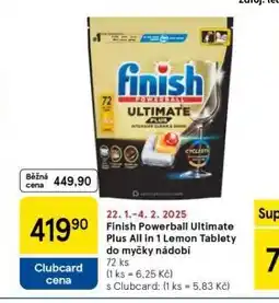 Tesco Finish powerball ultimate plus all in 1 lemon tablety do myčky nabídka