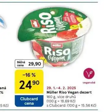 Tesco Müller riso vegan dezert nabídka