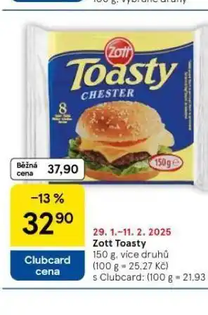 Tesco Zott toasty nabídka