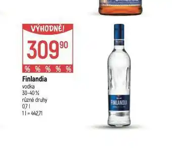 Globus Finlandia vodka nabídka