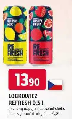 Trefa LOBKOWICZ REFRESH 0,5L míchaný nápoj z nealkoholického piva nabídka