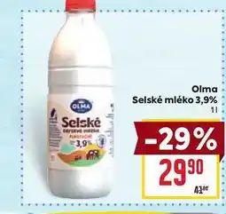 Billa Olma Selské mléko 3,9% 1l nabídka