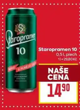 Billa Staropramen 10 0,51, plech nabídka