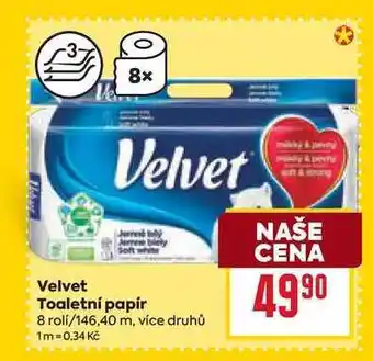 Billa Velvet Toaletní papír 8 roli/146,40 m nabídka