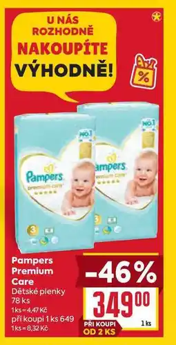 Billa Pampers Premium Care Dětské plenky 78 ks nabídka