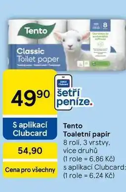 Tesco Tento Classic Toaletní papír, 8 rolí. 3 vrstvy nabídka