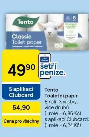 Tesco Tento Classic Toaletní papír, 8 rolí. 3 vrstvy nabídka