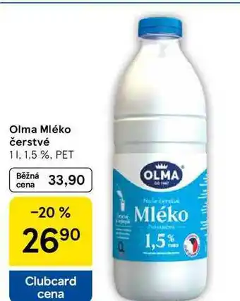 Tesco Olma Mléko čerstvé 1,5 %. PET, 1 l nabídka