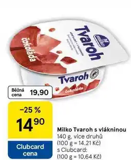 Tesco Milko Tvaroh s vlákninou, 140 g, více druhů nabídka