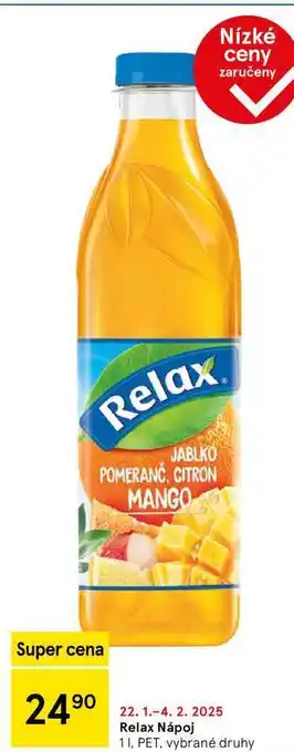 Tesco Relax Nápoj, 1 l. PET, vybrané druhy nabídka