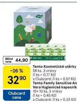 Tesco Tento Kosmetické utěrky, 58 ks, 3 vrstvy nabídka