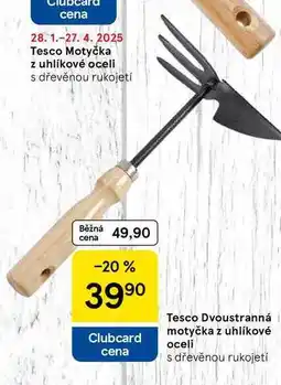 Tesco Tesco Dvoustranná motyčka z uhlíkové oceli s dřevěnou rukojetí nabídka