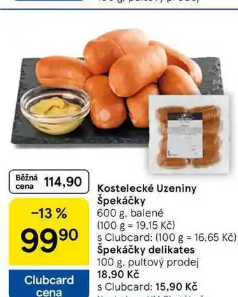 Tesco Kostelecké Uzeniny Špekáčky, 600 g. balené nabídka