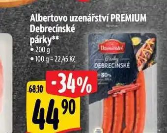 Albert Albertovo uzenářství PREMIUM Debrecínské párky 200 g nabídka