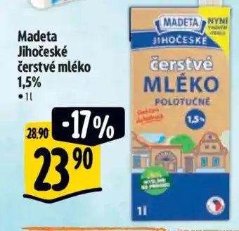 Albert Madeta Jihočeské čerstvé mléko 1,5% nabídka