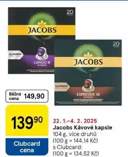 Tesco Jacobs Kávové kapsle, 104 g. více druhů nabídka